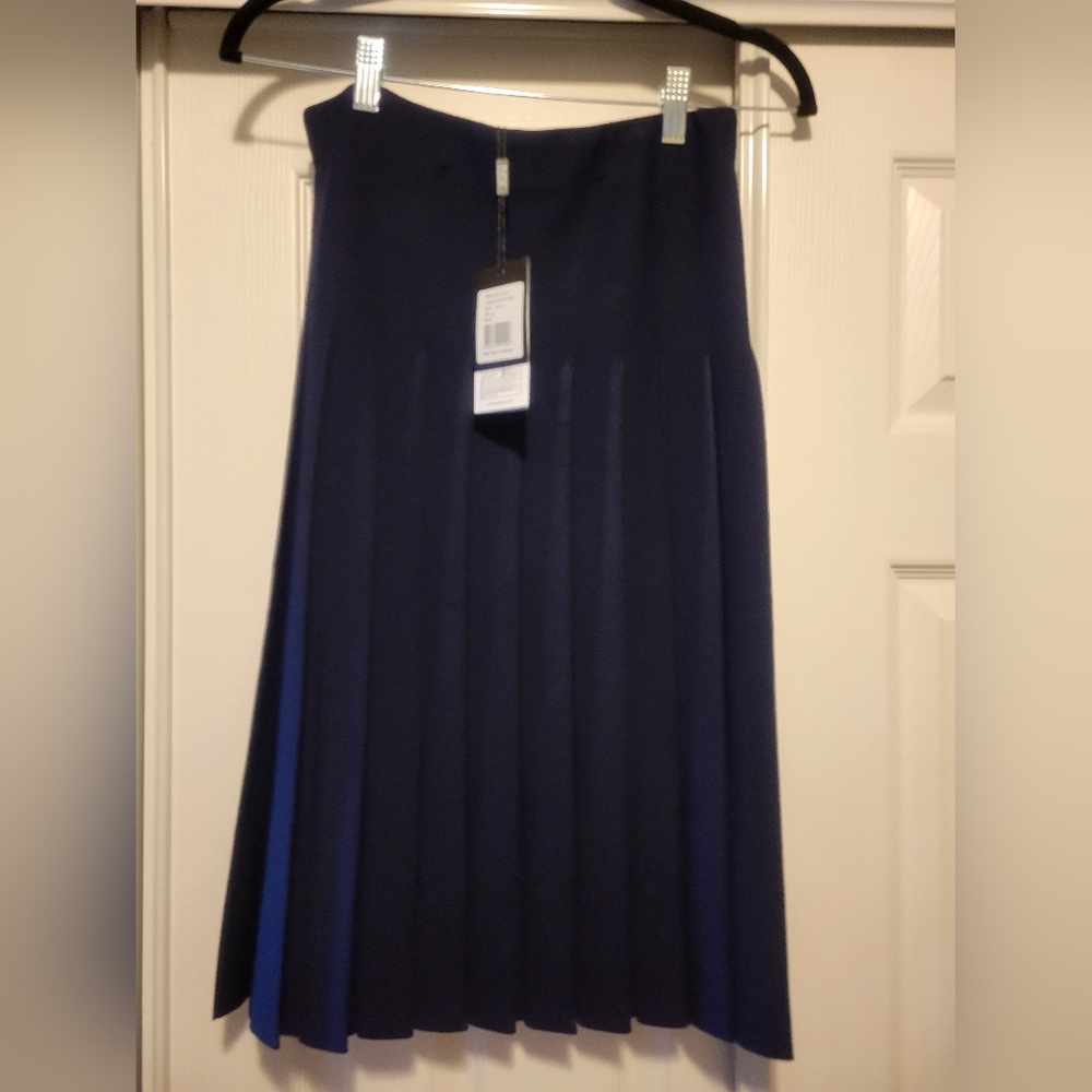 BGDK navy ribbed knit pleated drop waist skirt - Picture 4 of 5